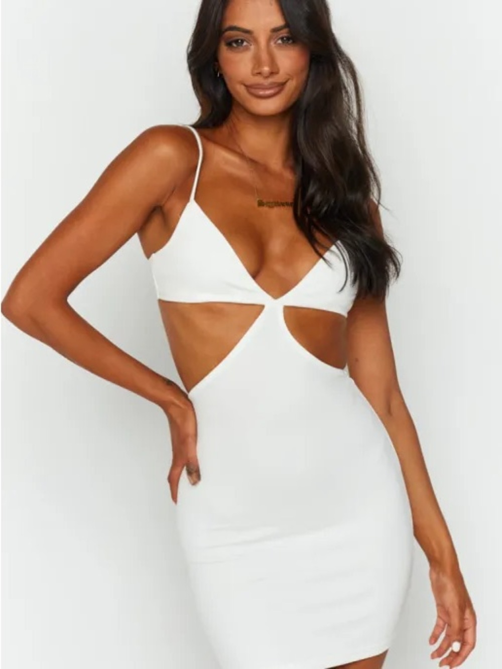 White Cutout Bodycon Mini Dress